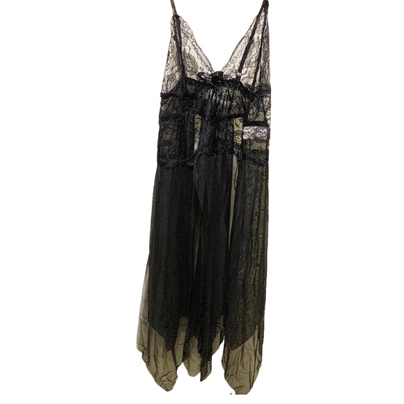 Sexy black mesh soft lace Slits bridal wedding babydoll chemises nightgown - Picture 5 of 12